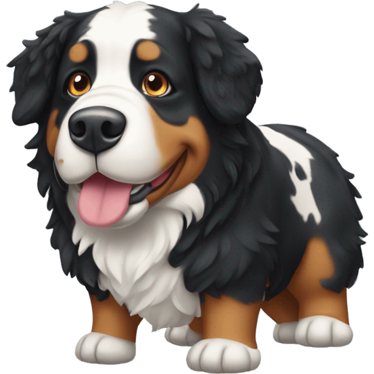 Bernese mountain dog wearing cow costume emoji