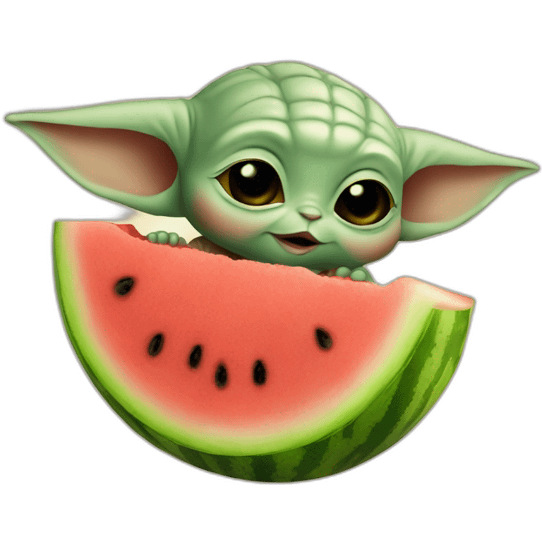 Baby yoda eating watermelon emoji