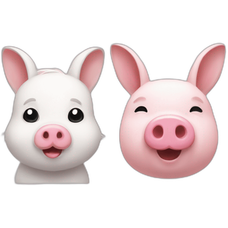 A white male rabbit and a pink female pig emoji