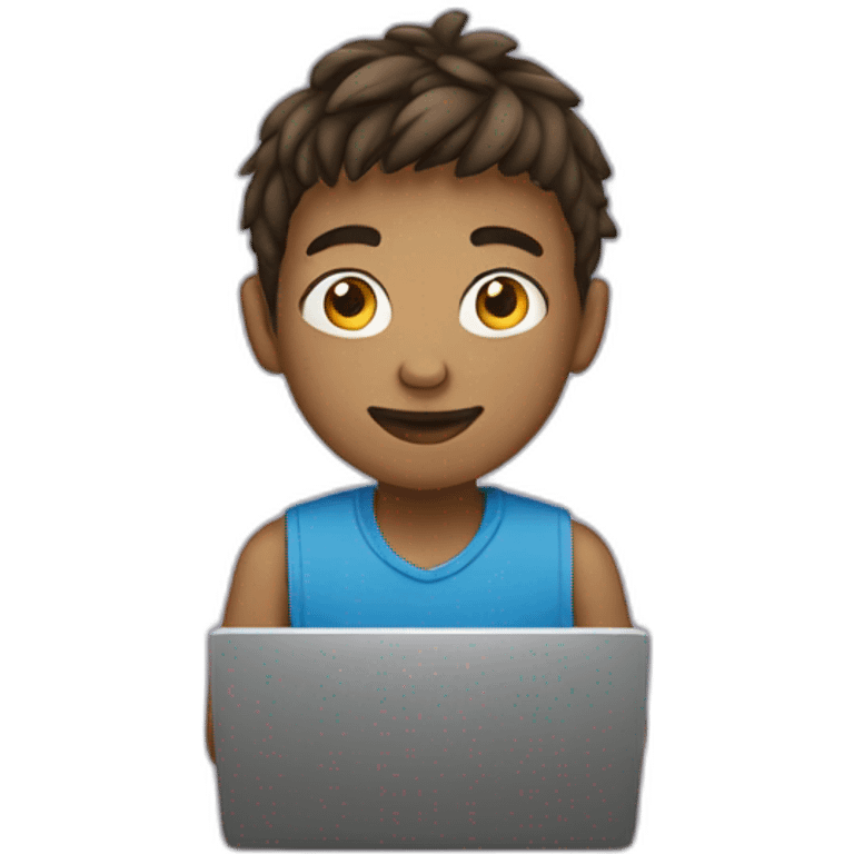 teen boy with laptop emoji