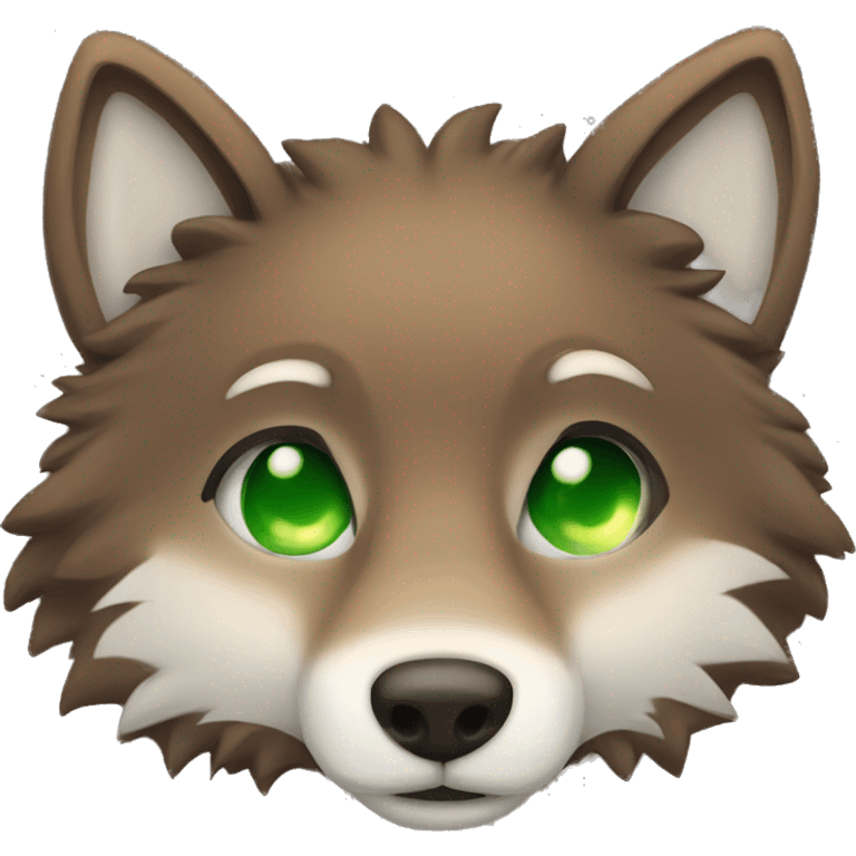 Brown cute Wolf furry sleeping with green pupils emoji