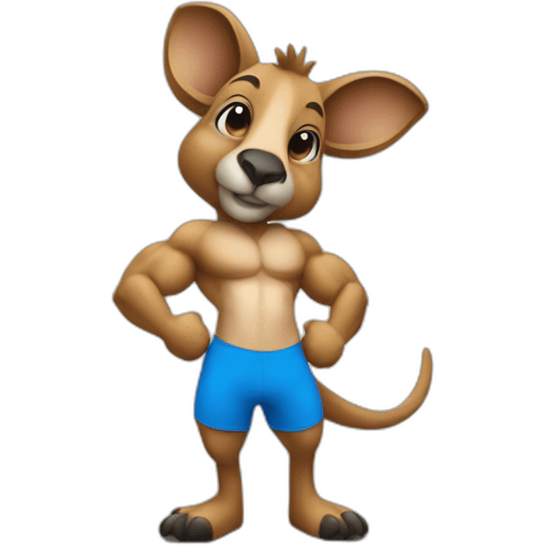 Blue coloured kangaroo body builder chad emoji