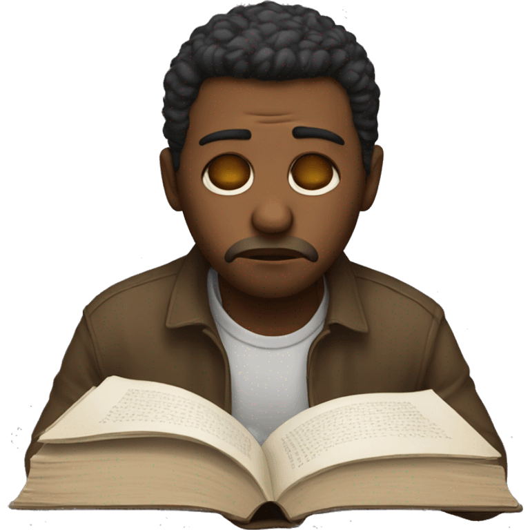 man is sad reading a book emoji