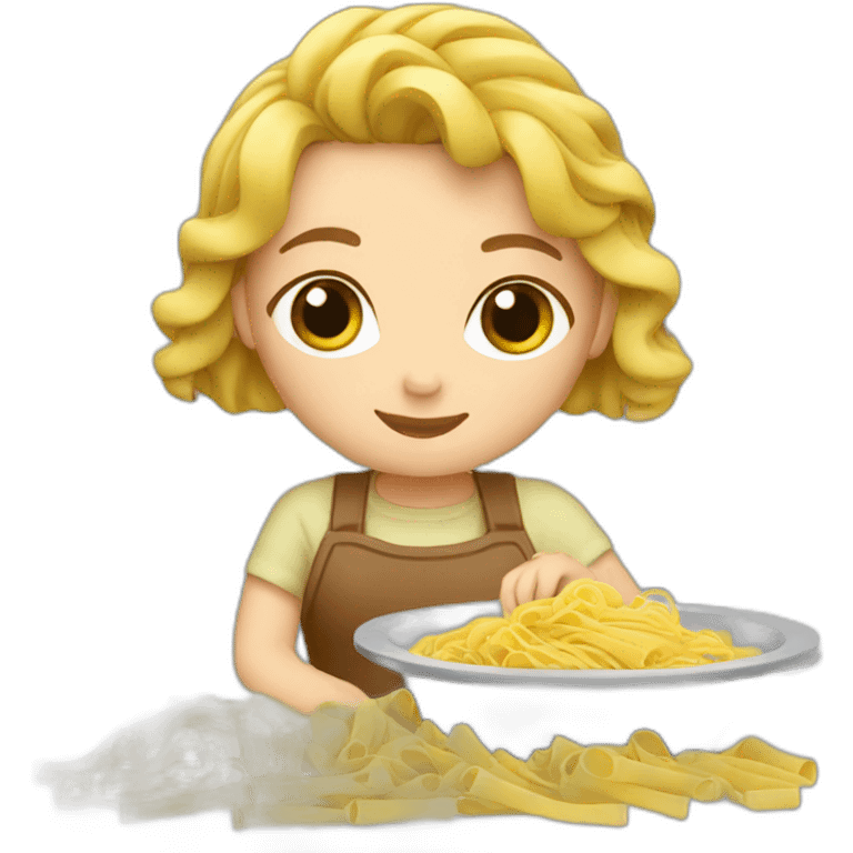 Italian girl making pasta emoji