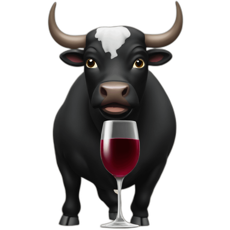 black bull drinking wine emoji