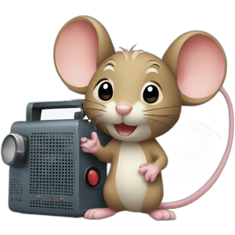 Mouse holding radio emoji