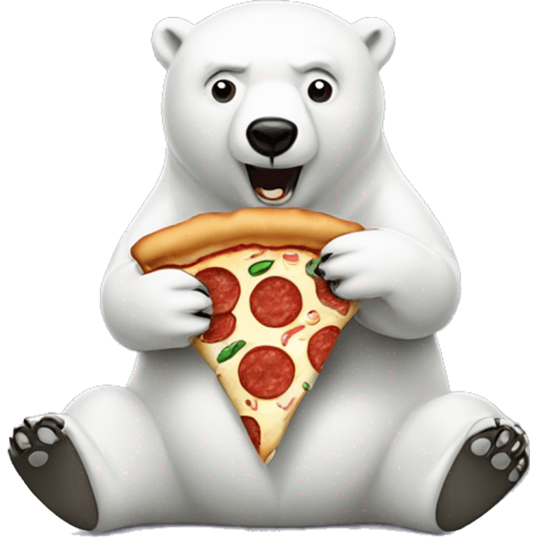 Polar bear eating pizza emoji