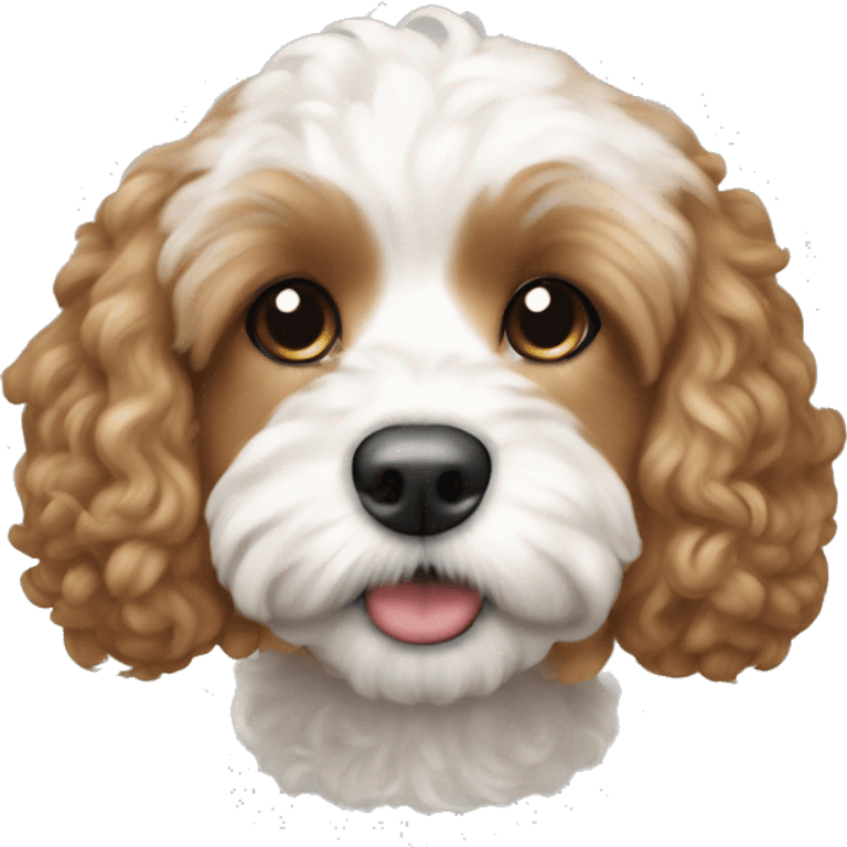 Light brown and white Cavapoochon  emoji