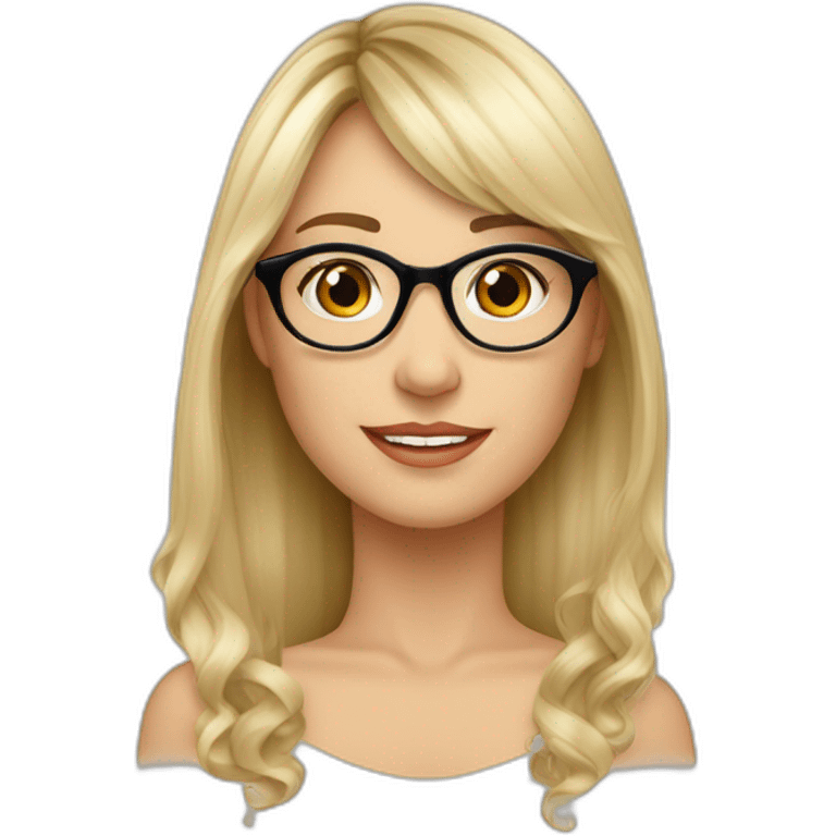 profesora rubia  castaña cabello recogido flequillo largo de lado gafas blancas emoji