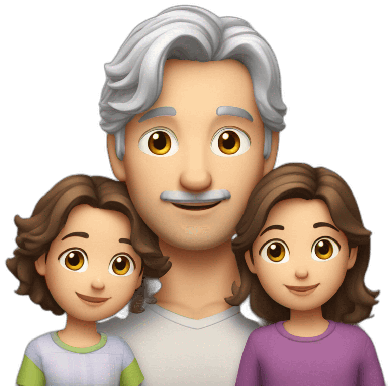 Family;brunet-dad, brunet-haired-mother,brunet-haired-2years old-boy, cat Scottish straight silver hair emoji