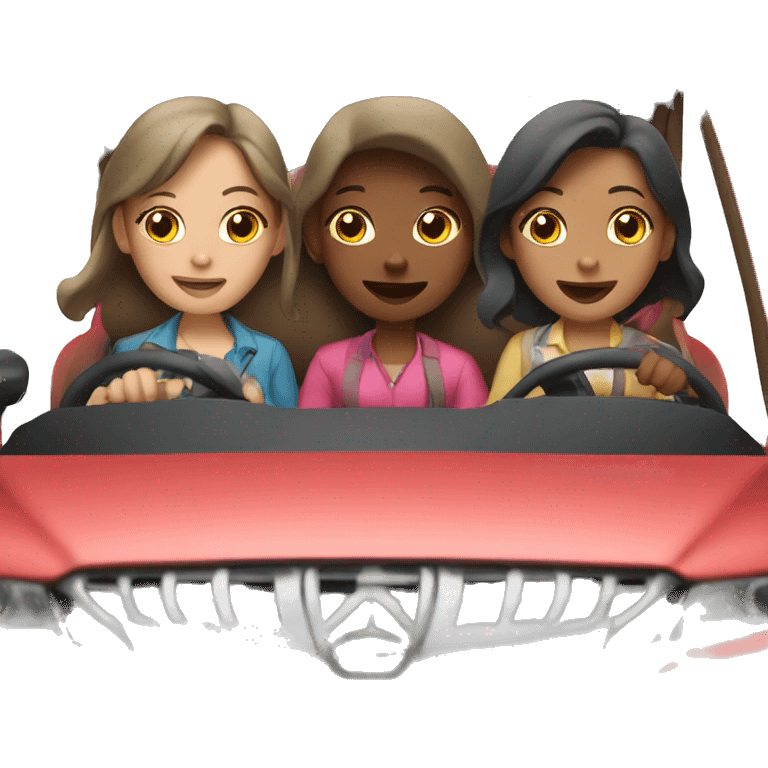 Three girls driving a car  emoji