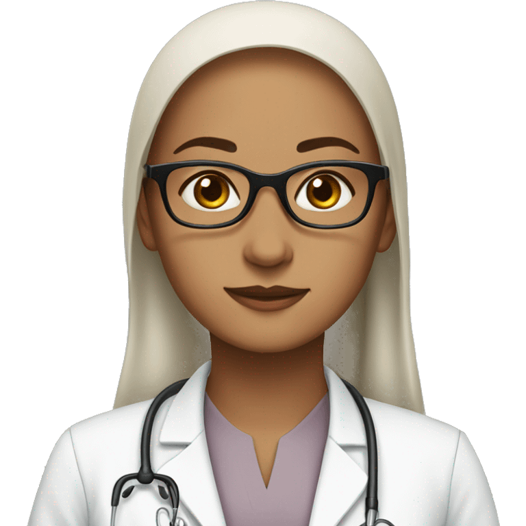 a muslim doctor women wth with skin and brown eyes and round glasses  emoji