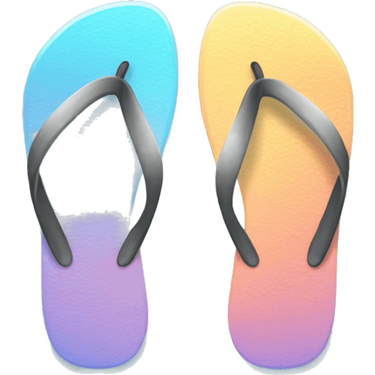 Realistic light blue gradient pair of summer flip flops isolated. emoji