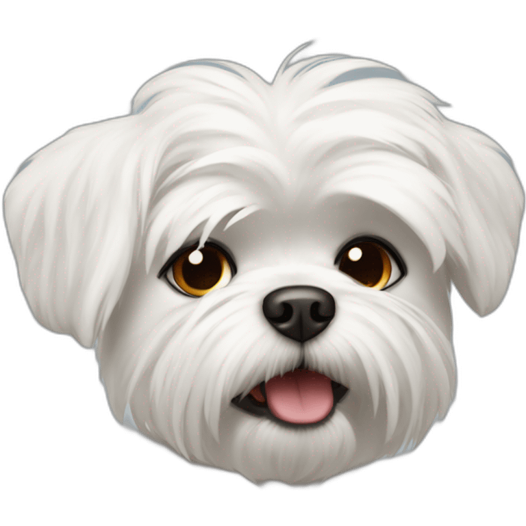 white Maltese little dog with angry face and black eyes emoji