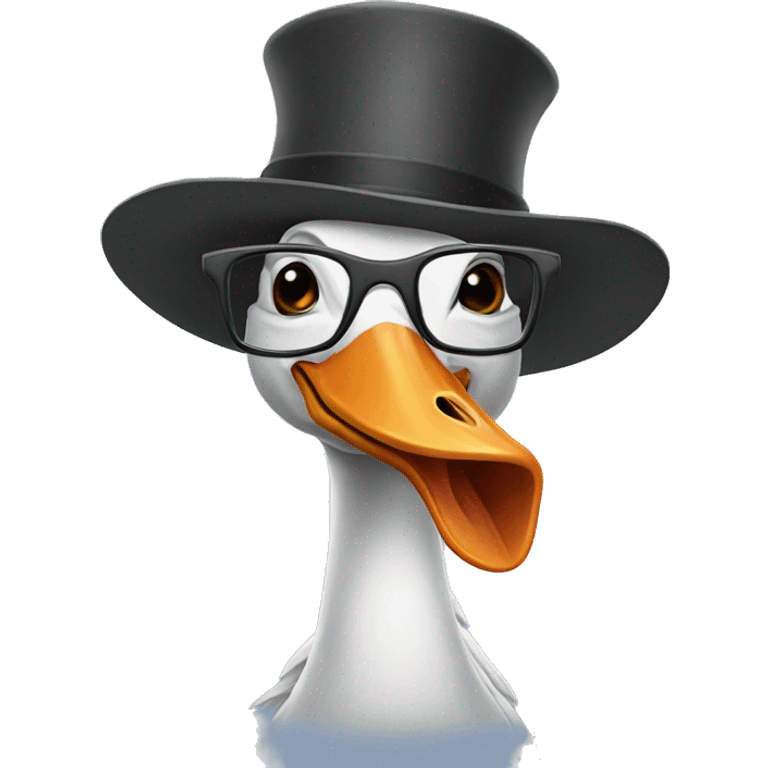 Goose with glasses and a hat emoji