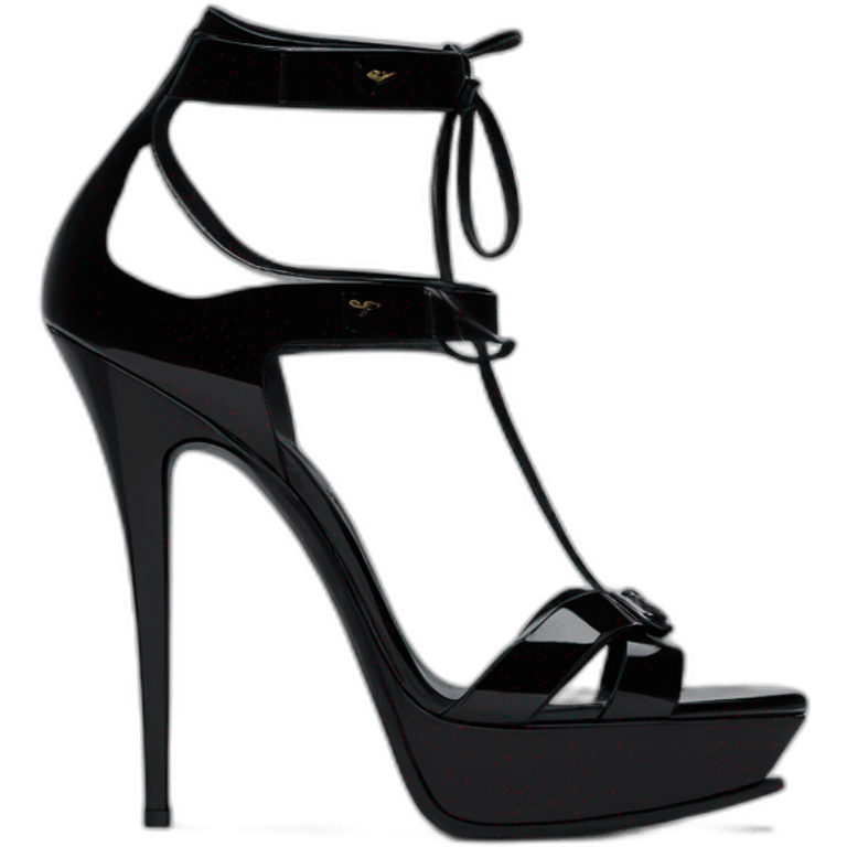 YSL TRIBUTE heel SANDAL black PATENT LEATHER emoji