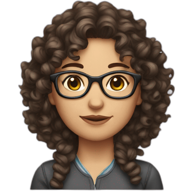 brunette curly hair nerd girl emoji