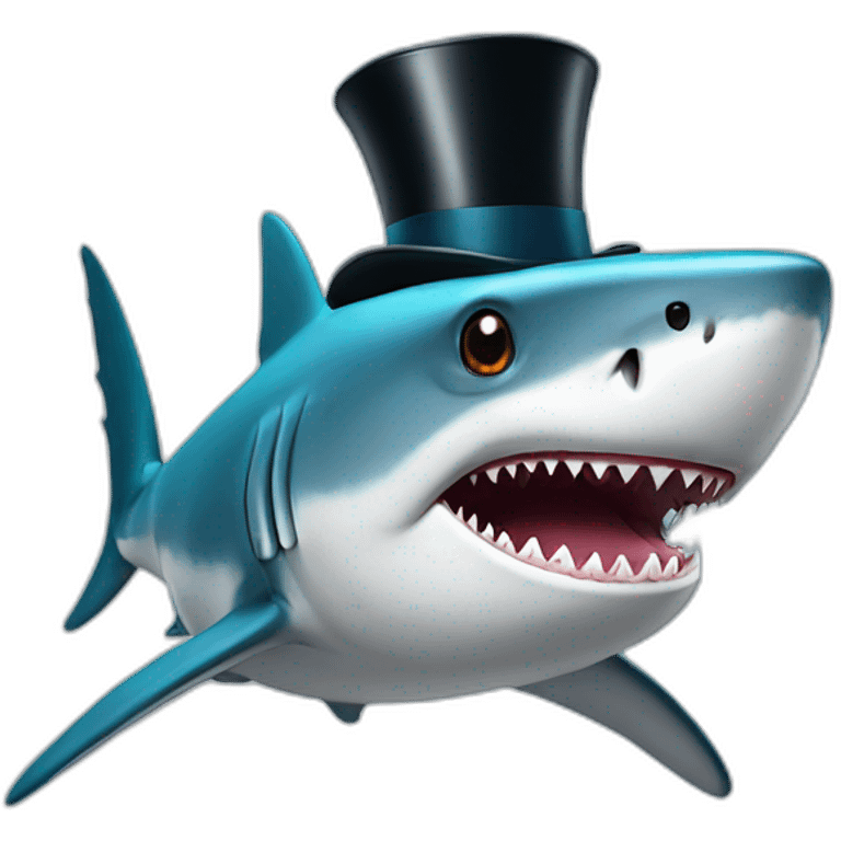 Shark with a top hat emoji