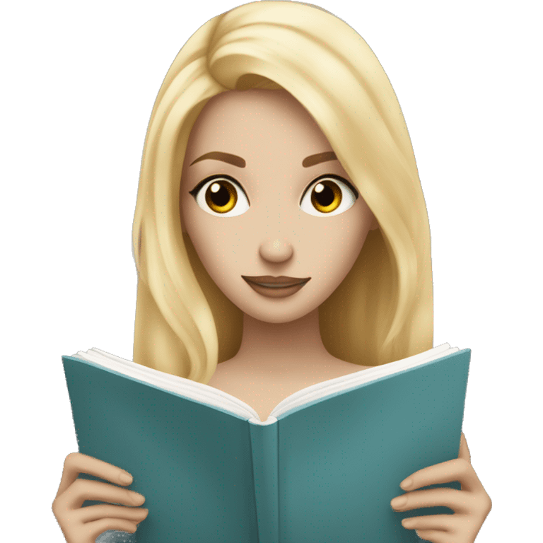 A blonde reading with a shatter me book emoji