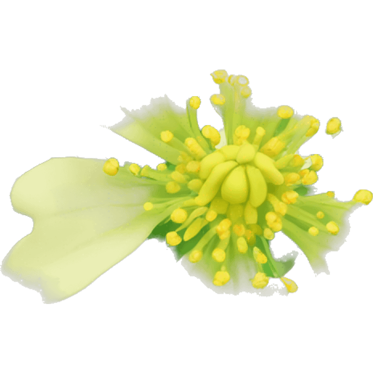 Ashwagandha flower with greenish-yellow petals and a central cluster of tiny yellow stamens emojis emoji