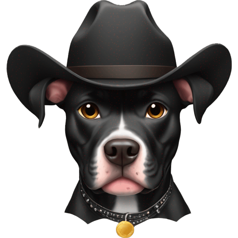 All Black Pitbull with cowboy hat emoji