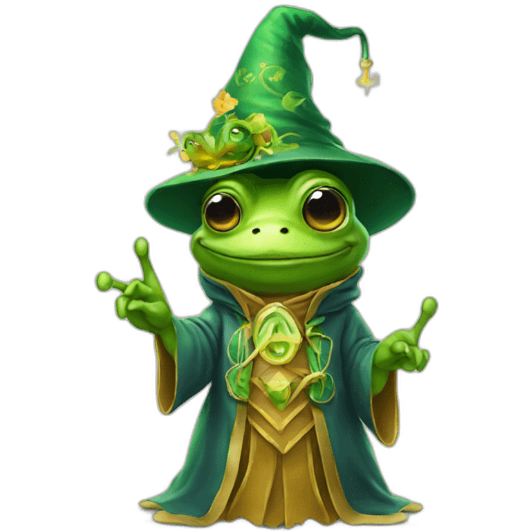 Frog wizard giving a peace sign emoji