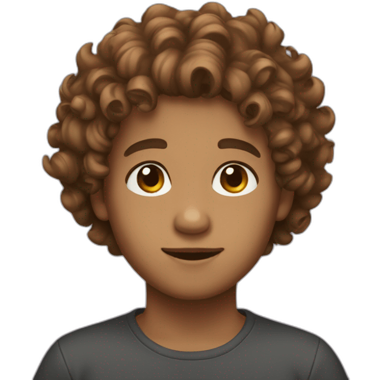 boy curly brown hair emoji