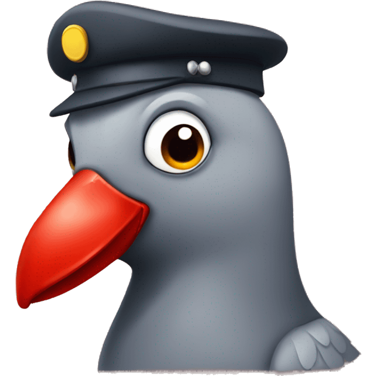 pigeon with red fireman hat emoji