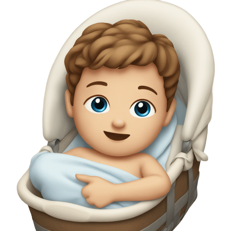 blue-eyed baby with brown hair in cradle emoji