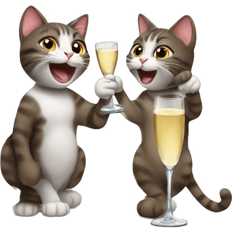 two cats cheers champagne emoji