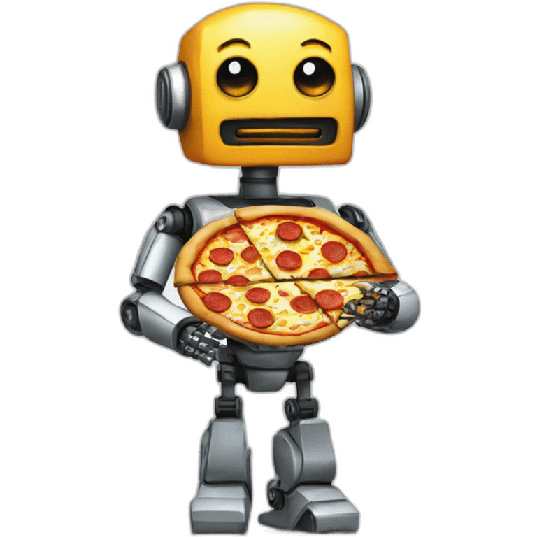 Robot con pizza emoji