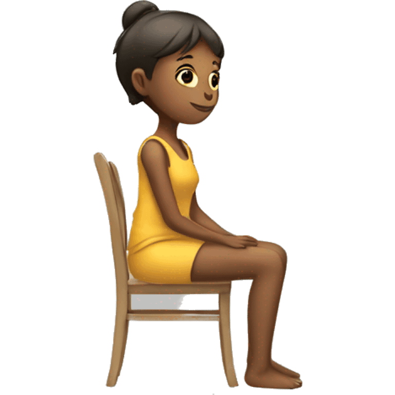 A sitting girl with thin slim crossed legs emoji