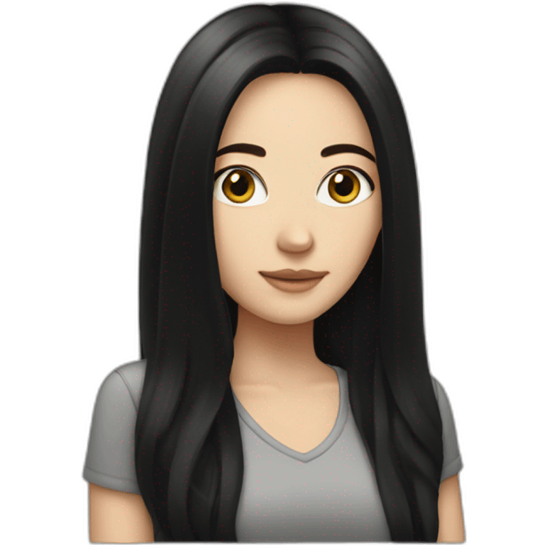 white girl with long black hair  emoji