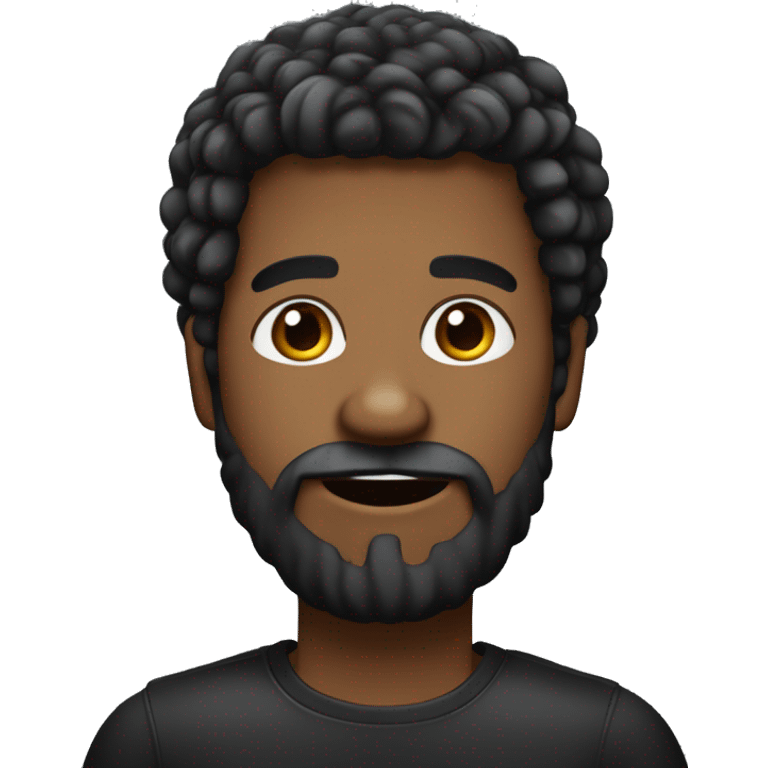 HOmem negro com cabelo crespo barba feita e camisa preta emoji