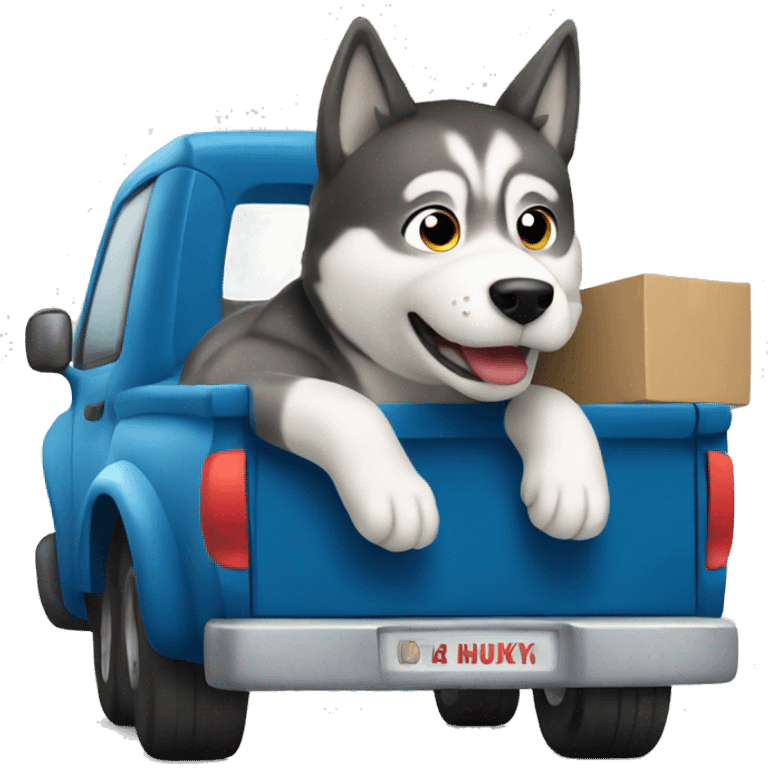 Husky driving a truck  emoji