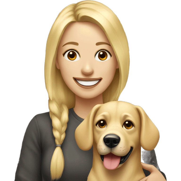 smiling woman blonde hairwith dog portrait emoji