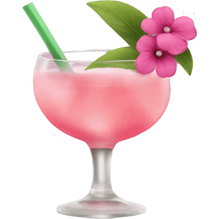 Cocktail with pink flowers emoji