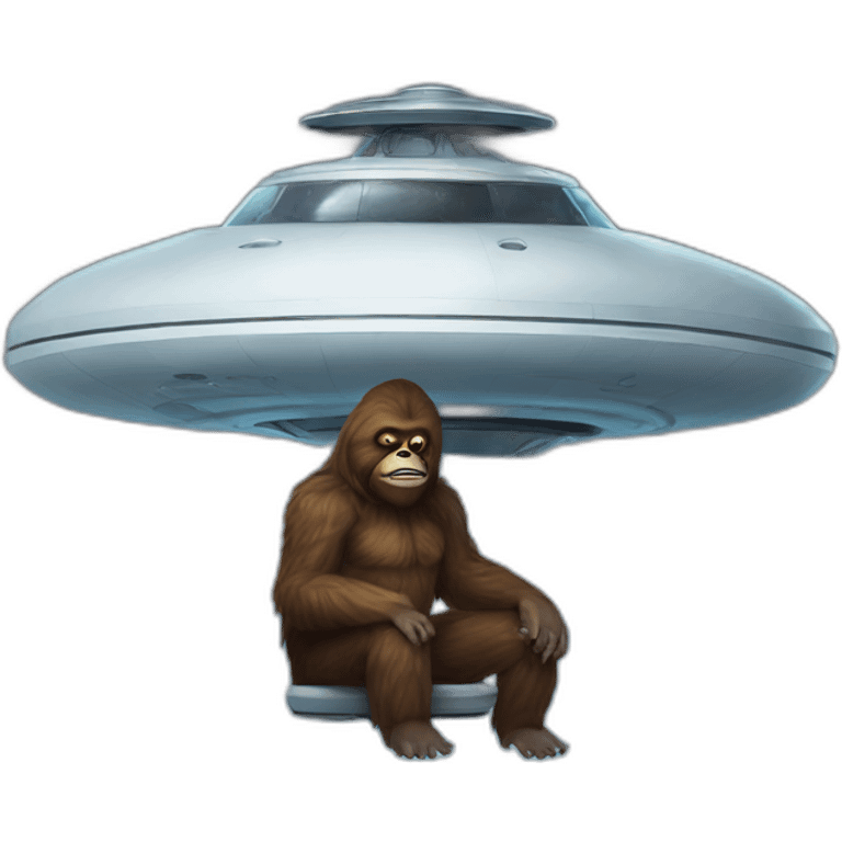 sasquatch sitting on top of ufo emoji