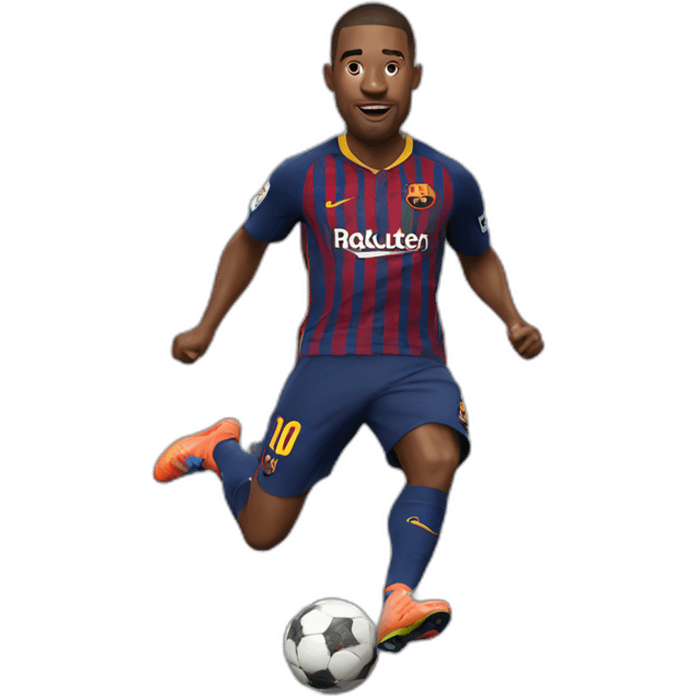 barcelona player jumping big head emoji