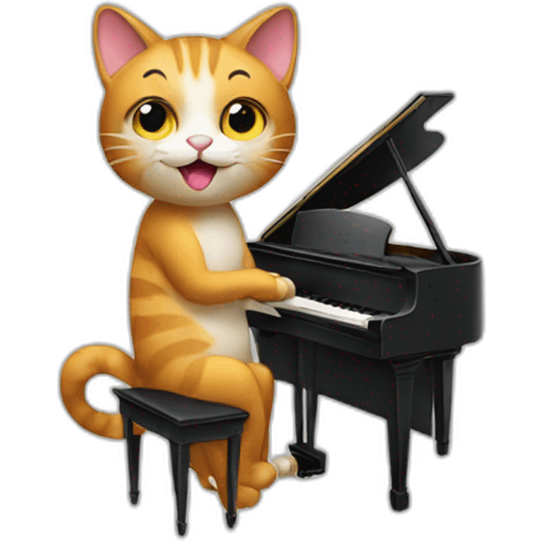 Cat playing piano emoji