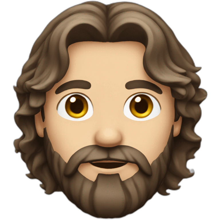 English man with long brunette hair and beard emoji