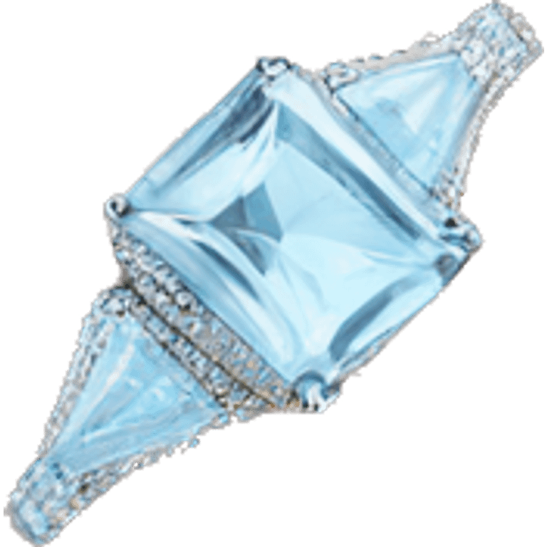 Light blue radiant bridal ring set  emoji