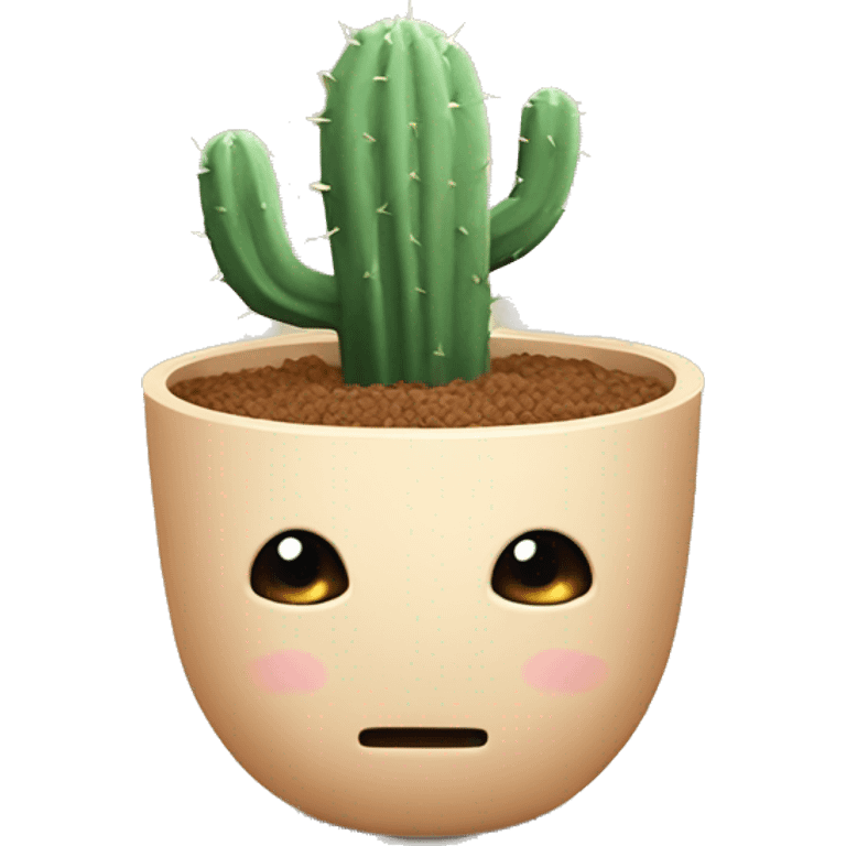 flesh colored cactus with a pale bowl shaped hat with a slit on it emoji