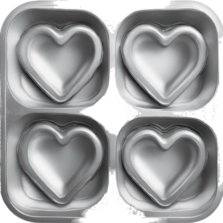 Realistic flat silver metallic heart shaped muffin pan emoji