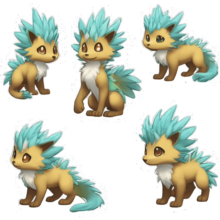 Anthro Scalie Spiky Cool Edgy Magical Shiny Colorful Pastel Sparkle Kemono-style Chibi Fantasy-Animal-Fakémon-Pokémon-Hybrid Fur Sona Aesthetic Full Body emoji