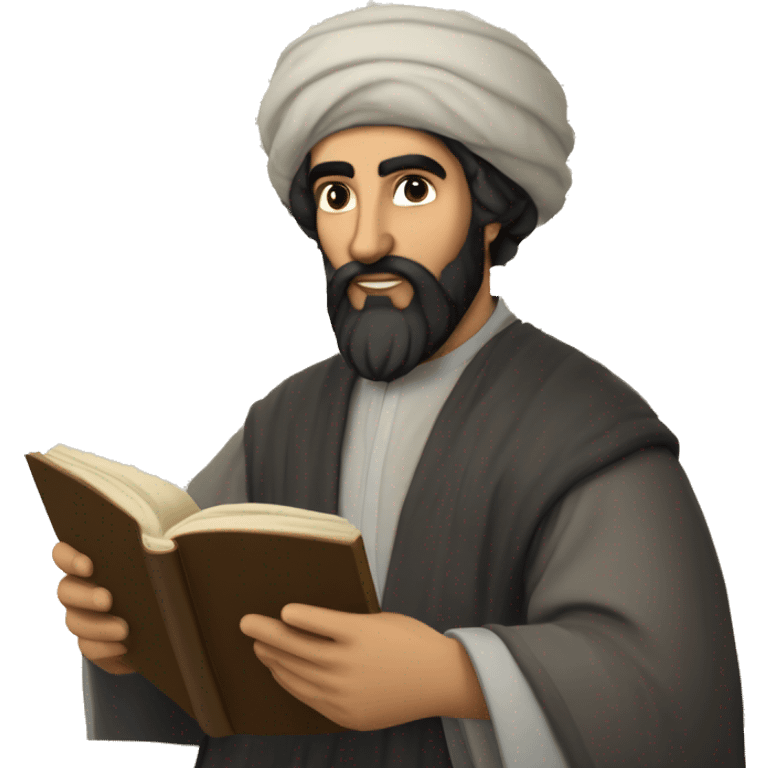 Nizami Ganjavi persian medieval author with a book in hands and black beard emoji