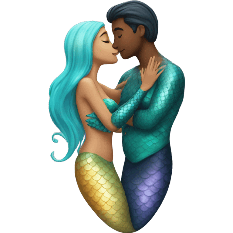 Mermaid kissing another mermaid emoji