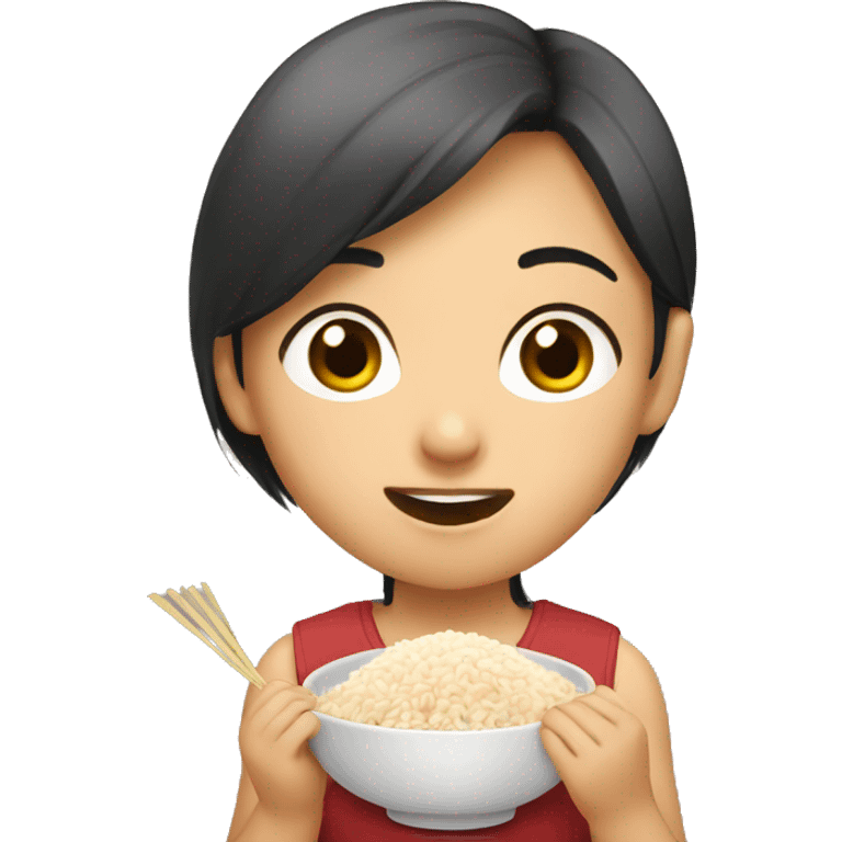 asian girl eating rice emoji