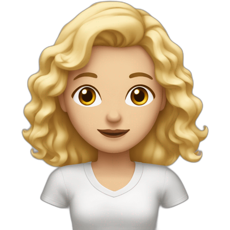 Une blonde en train de faire un câlin à un brun cheveux ondulé emoji