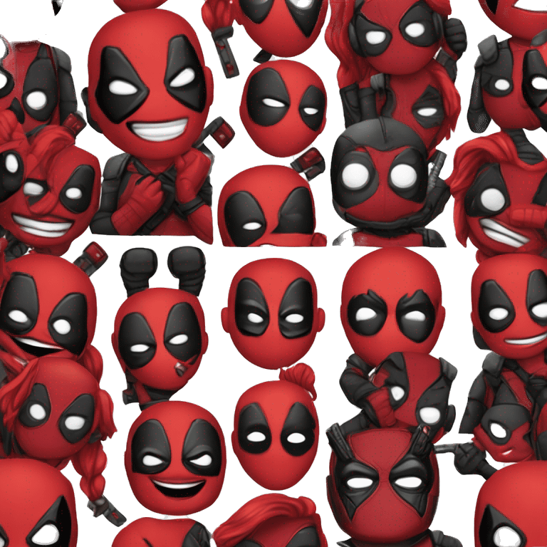 Un héro en costume rouge et noir qui ressemble beaucoup à Deadpool  emoji